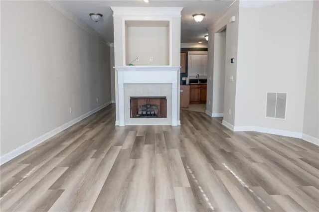 a view of a livingroom with a fireplace