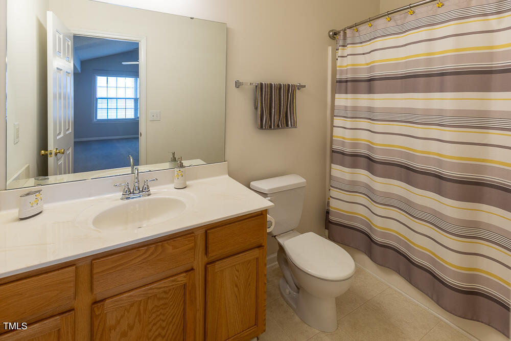5420 Golden Moss Trail Raleigh, NC 27613 - Photo 25 of 33 a bathroom with a sink a toilet and a mirror