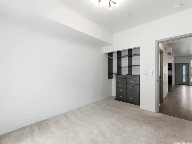 an empty room with closet