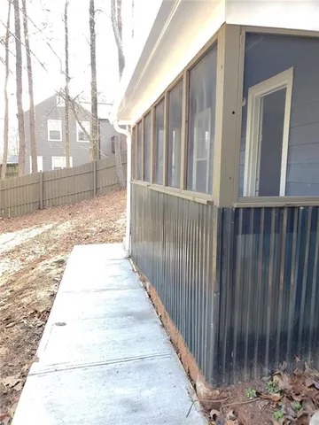 a view of a pathway of a building