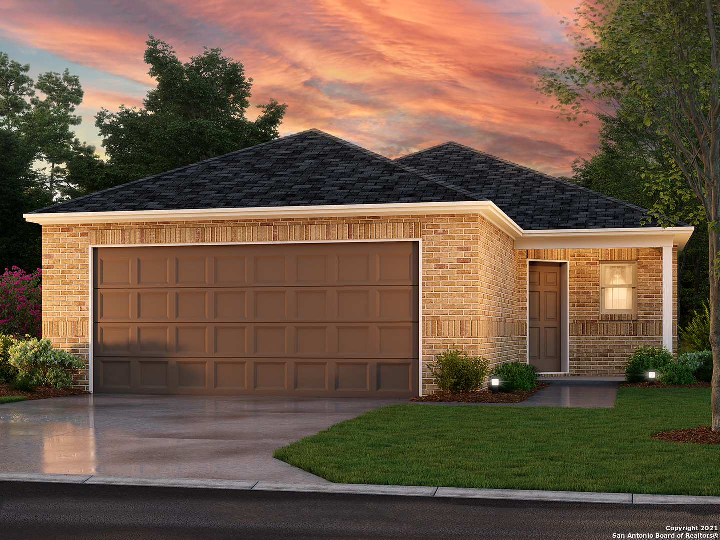 front view of a house with a yard