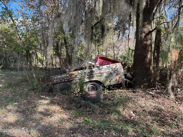 a view of a field with trees