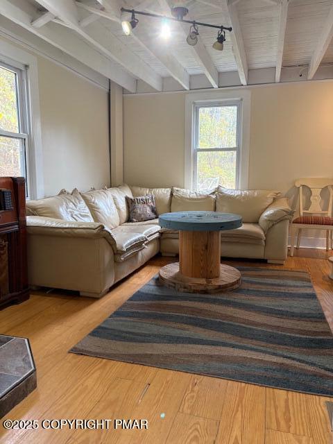 207 Munch Drive Henryville, PA 18332 - Photo 4 of 43 a living room with furniture a large window and a chandelier