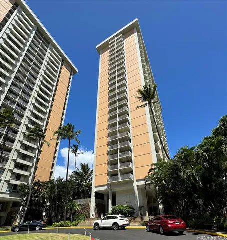 a front view of a building with street view