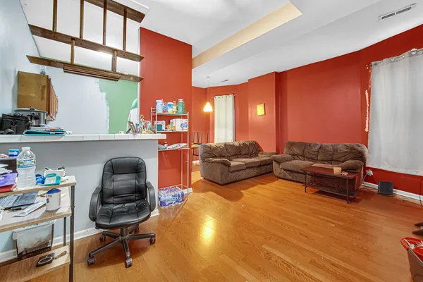 a living room with furniture