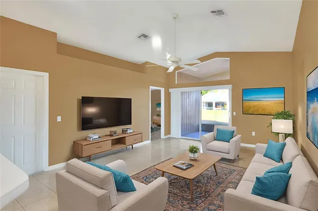 a view of a room with a window