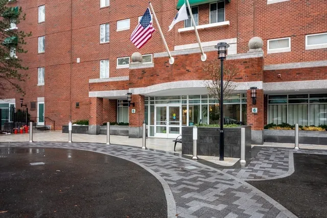 a front view of a building with street