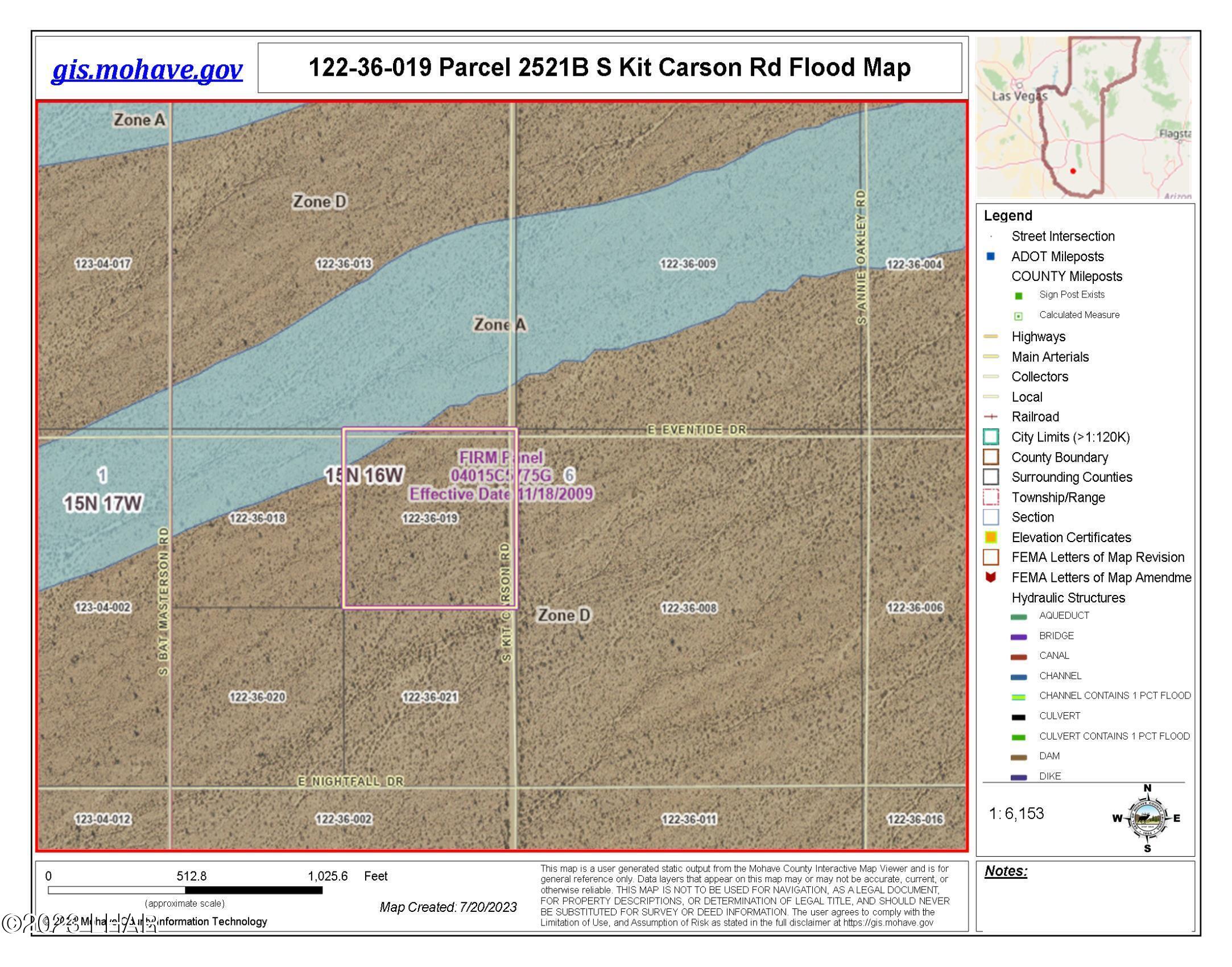 2521 South Kit Carson Road Yucca, AZ 86438 - Photo 12 of 27 Flood map. Plenty of usable land