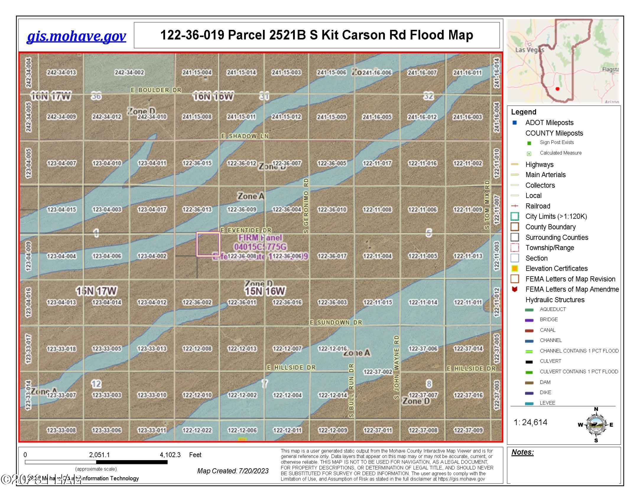 2521 South Kit Carson Road Yucca, AZ 86438 - Photo 13 of 27 Area flood map