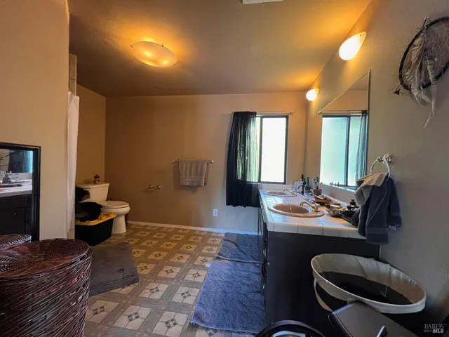 a living room with furniture rug and window