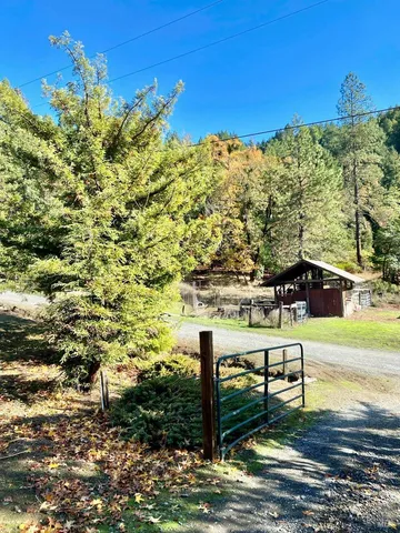a view of a swimming pool with a yard