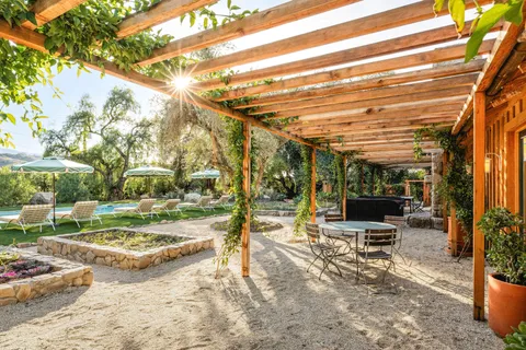 a view of outdoor space with seating