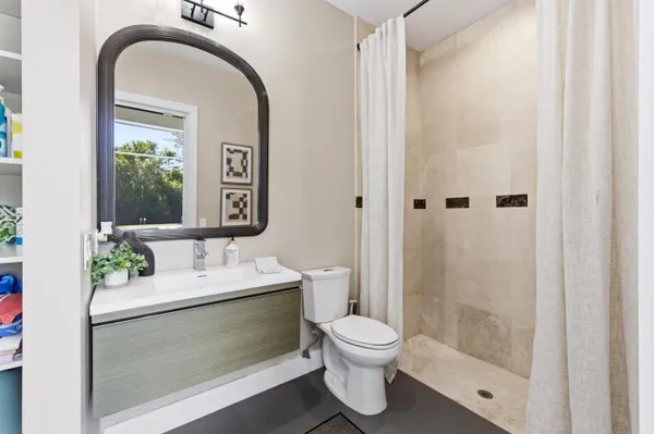 a view of a city and ocean view