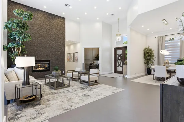 a living room with furniture and a couch