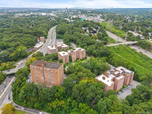 a view of a city with tall buildings