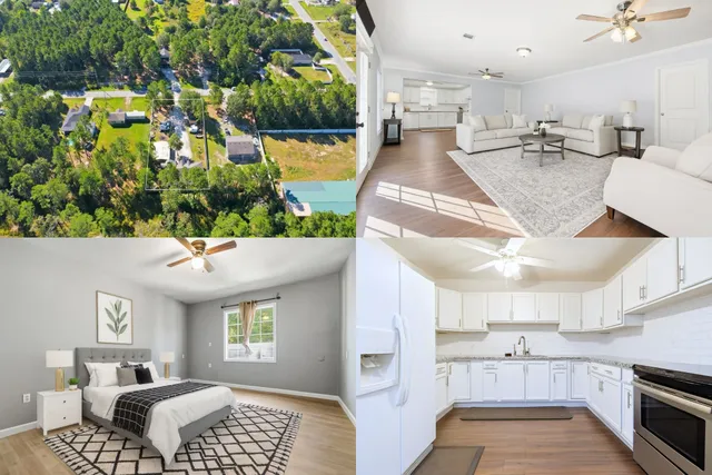 a view of kitchen with stainless steel appliances kitchen island granite countertop a sink and cabinets