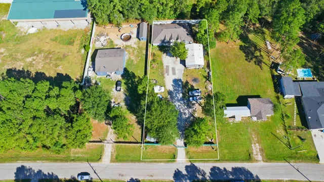 an aerial view of a house