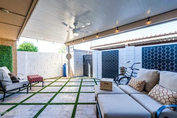 a outdoor living space with furniture