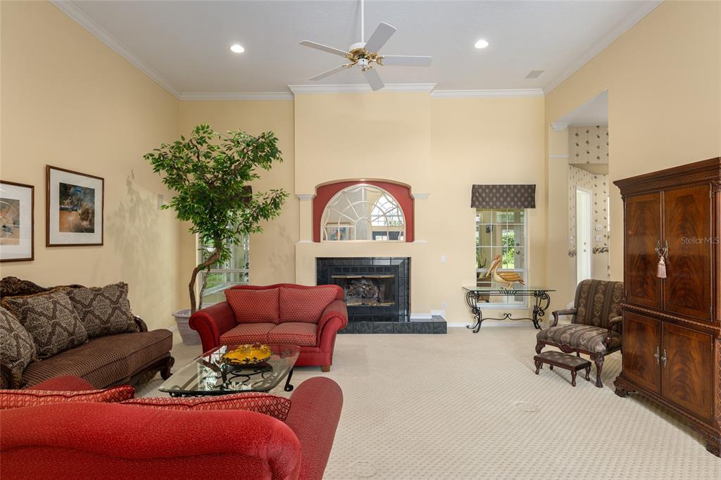 2215 Spring Hill Court Ocala, FL 34471 - Photo 6 of 62 a living room with furniture a fireplace and a chandelier