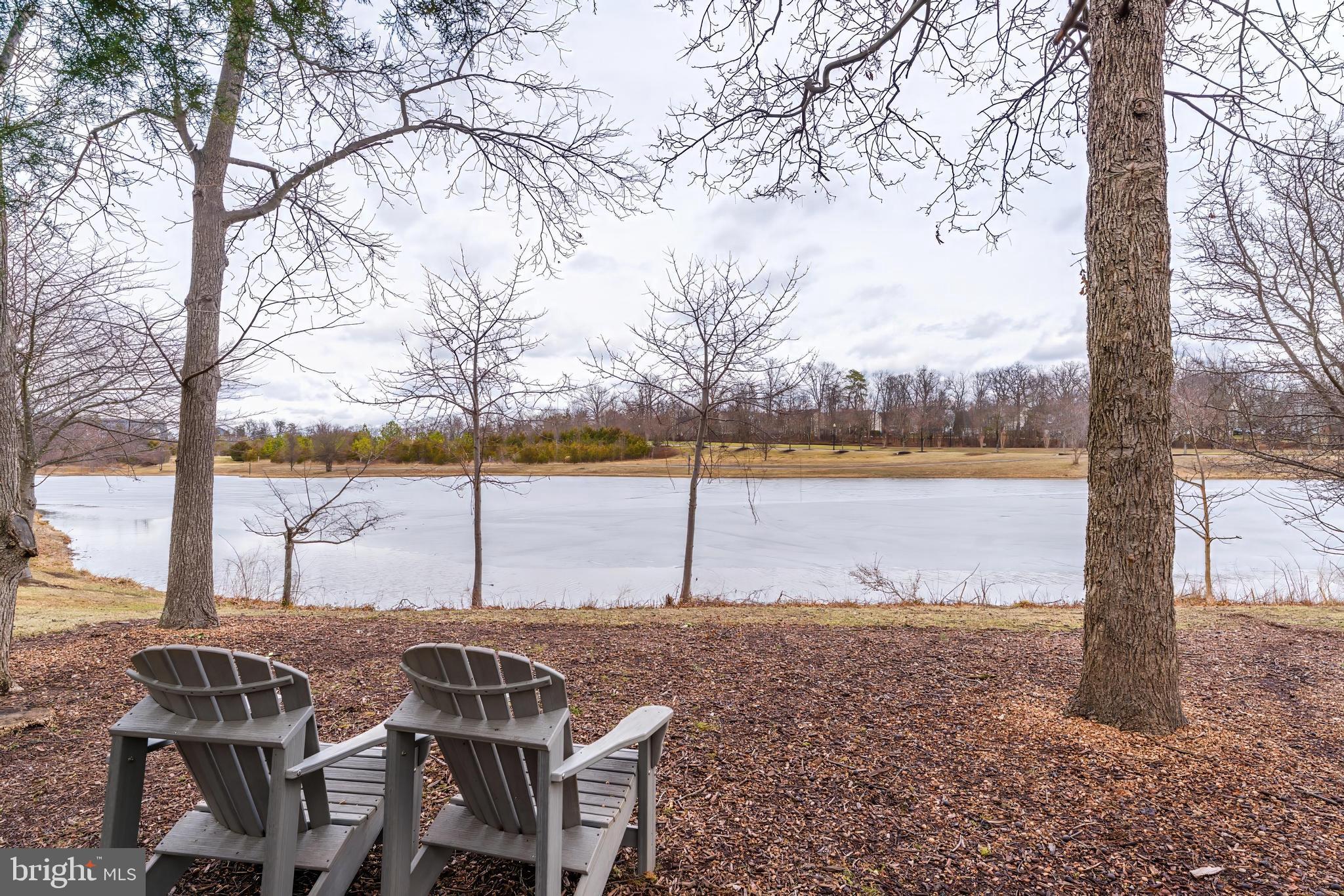 25280 Lake Shore Square, Unit 102 Chantilly, VA 20152 - Photo 41 of 41 a view of a lake with couches and table and chairs under an umbrella