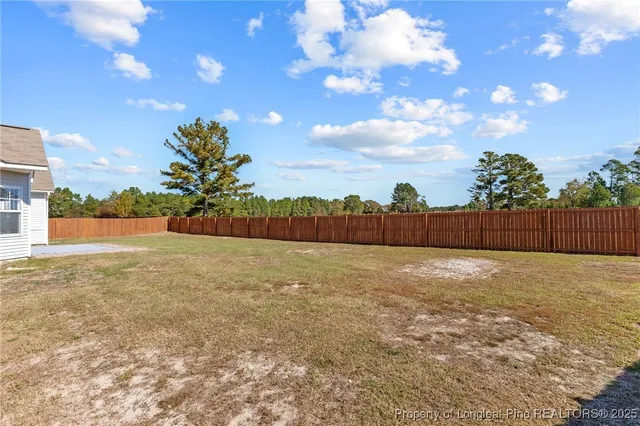 a view of a yard with a tree