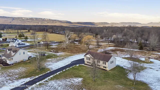 a view of a lake with houses