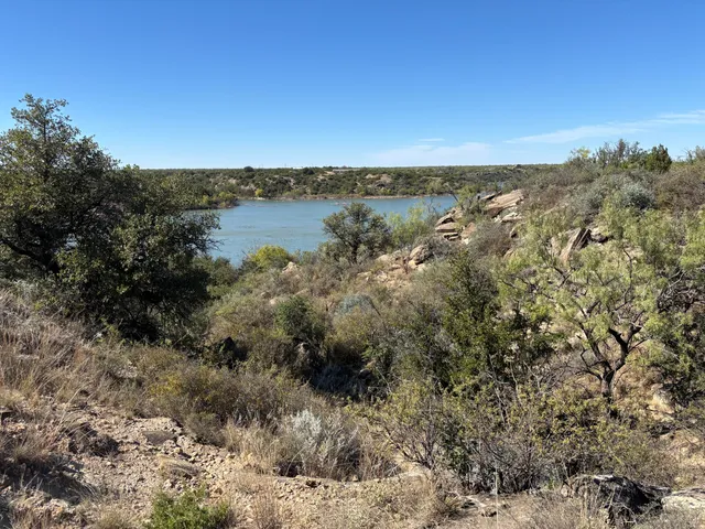 a view of a lake with a mountain in the background