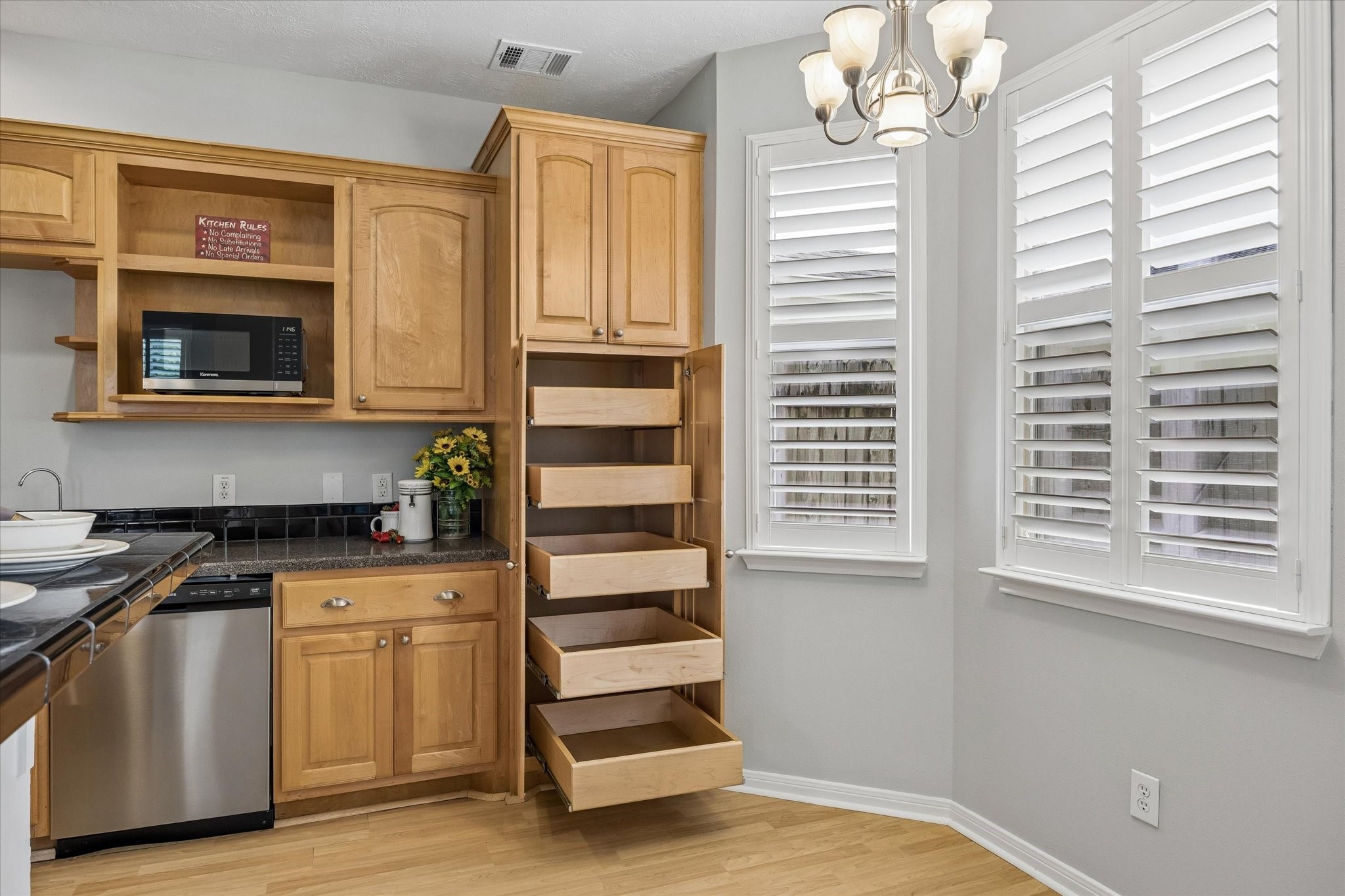 607 Travis Street, Unit 9 Webster, TX 77598 - Photo 8 of 32 Thoughtful kitchen storage includes a pantry with convenient pullout shelving. Something you won't find in other units.