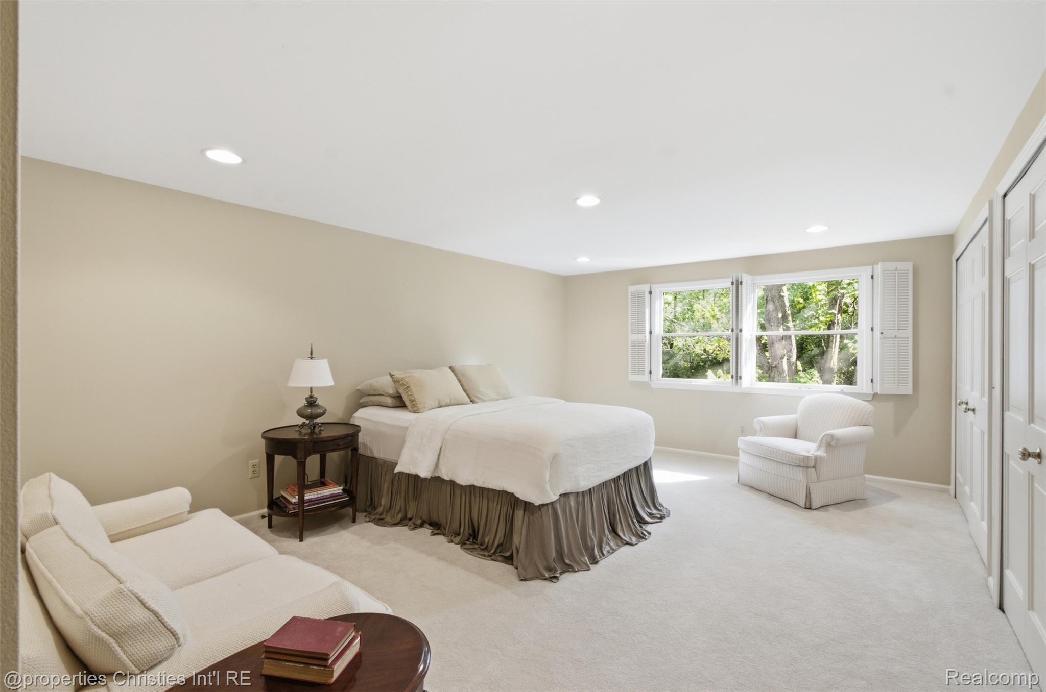 25235 Canterbury Road Franklin, MI 48025 - Photo 34 of 56 Bedroom with soft neutral tones, recessed lighting and twin windows featuring white plantation shutters in bedroom 4