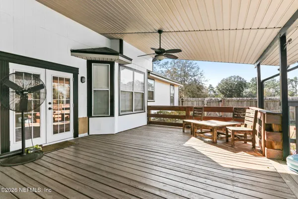 a view of a terrace with seating space