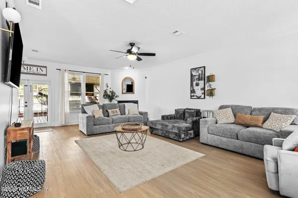 a living room with furniture