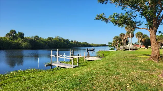a view of a garden with lawn chairs