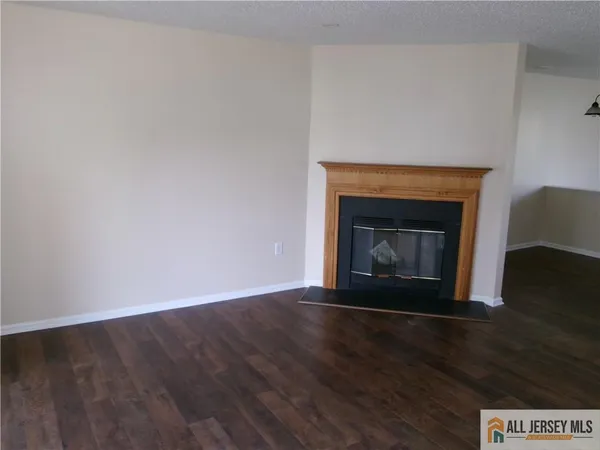 a room with a fireplace