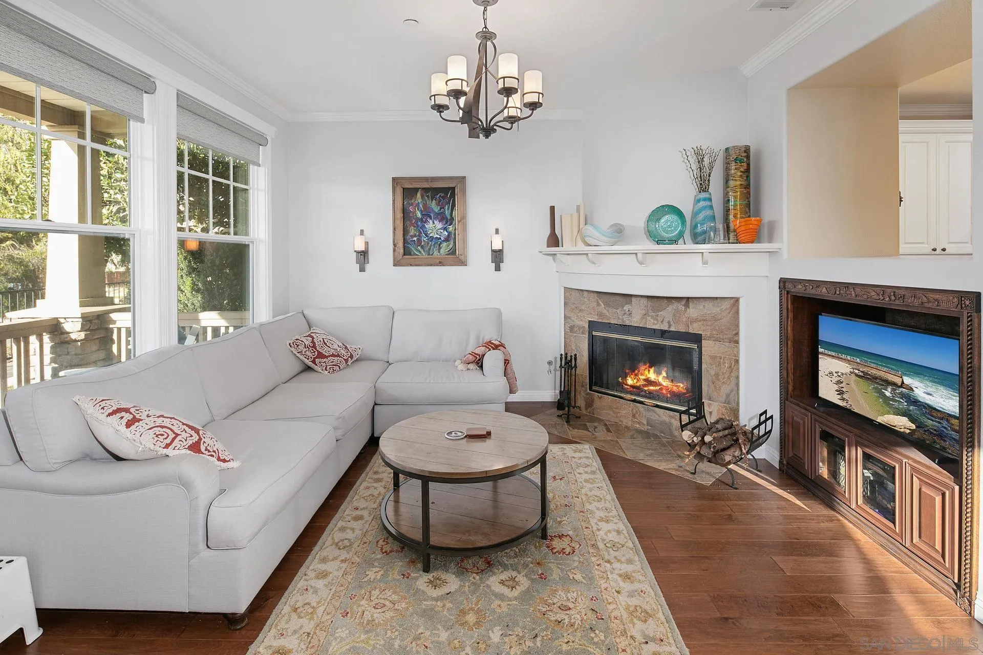 16633 Deer Ridge Road San Diego, CA 92127 - Photo 5 of 53 a living room with furniture a window and a fireplace