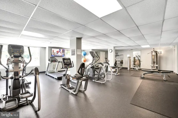 a view of a room with gym equipment