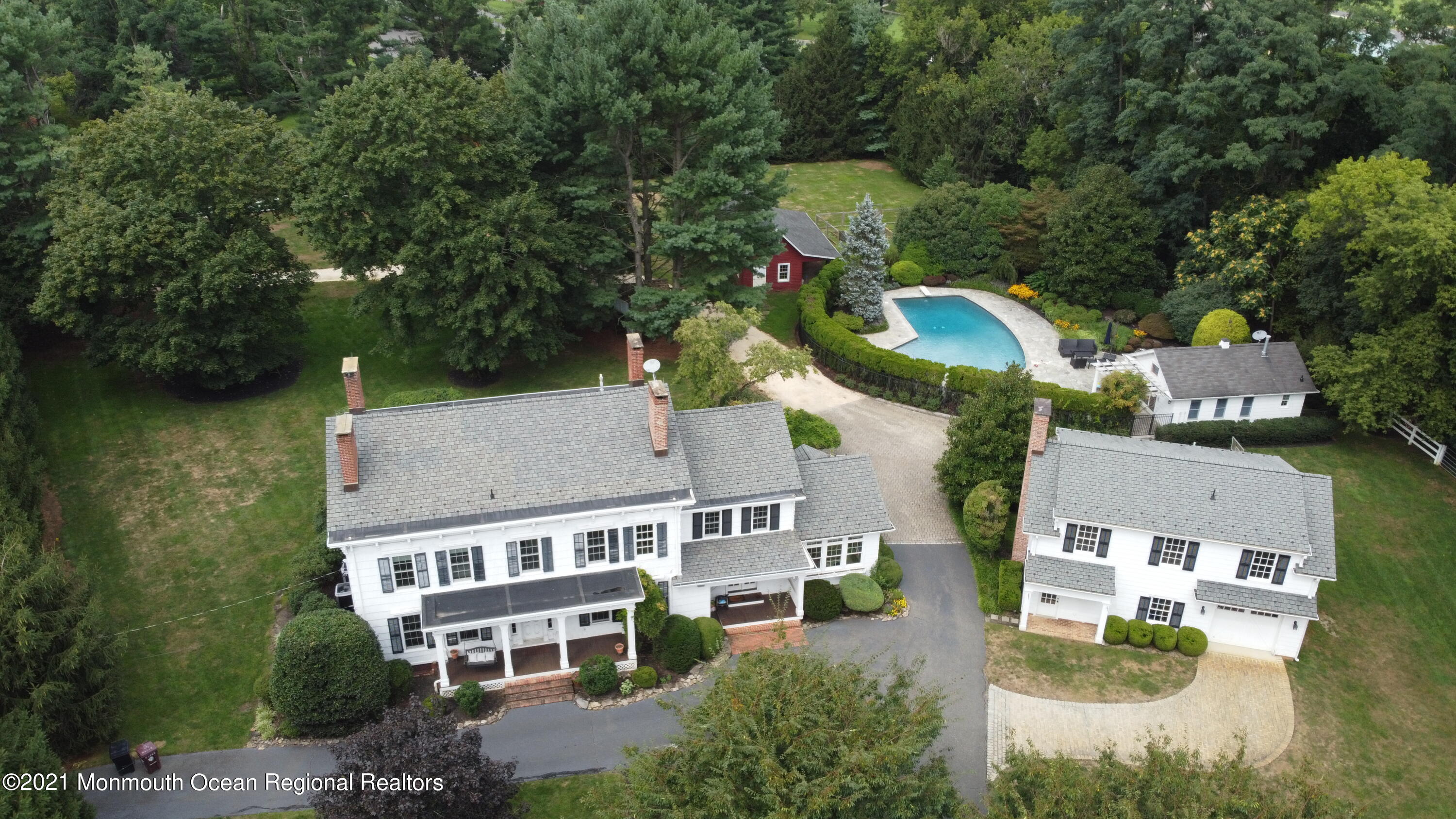 an aerial view of a house