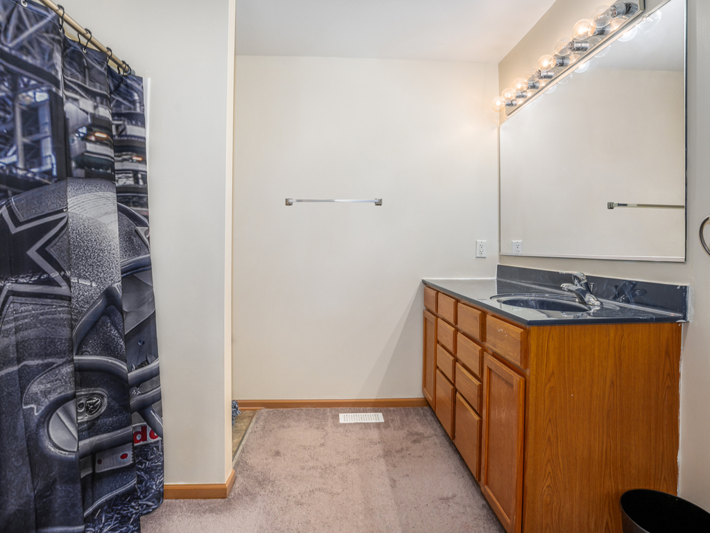 816 Kennedy Street Waterman, IL 60556 - Photo 17 of 27 a bathroom with a mirror and a sink