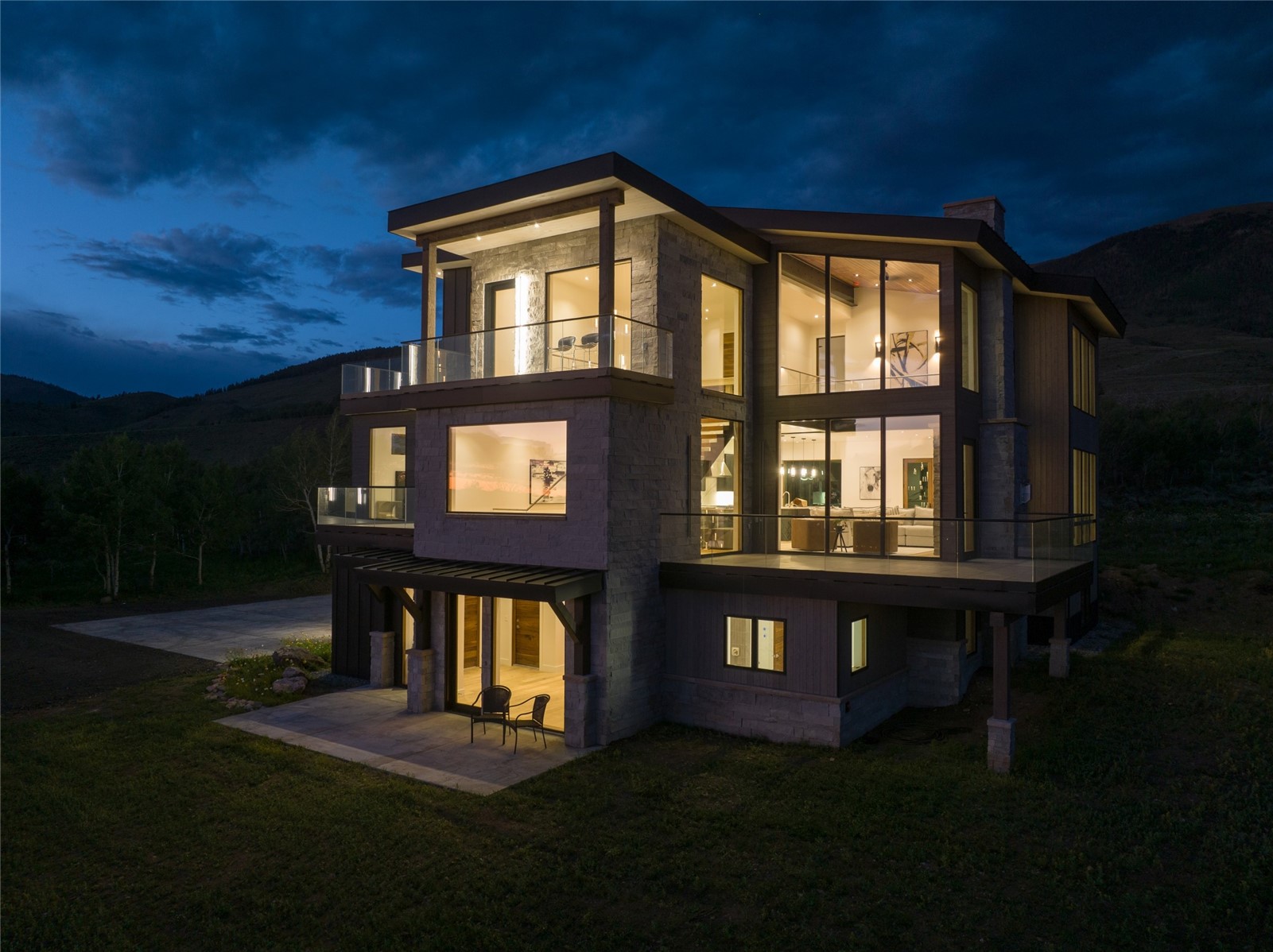 2150 Elk Run Road Silverthorne, CO 80498 - Photo 28 of 29 Front view of structure at night.