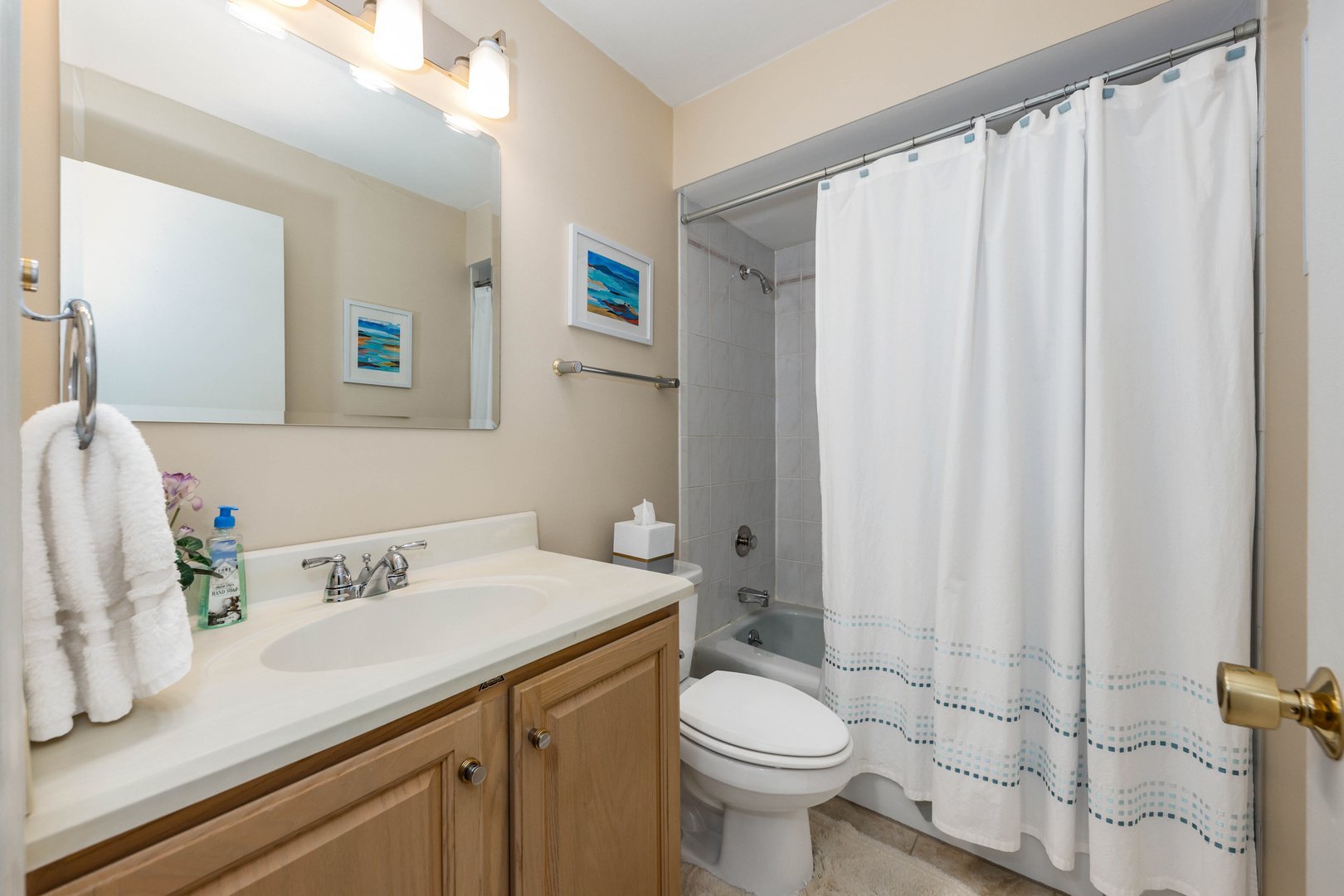 101 Bar Harbour Road, Unit 2G Schaumburg, IL 60193 - Photo 17 of 24 a bathroom with a sink a toilet and shower curtain