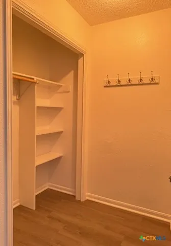 a view of an empty walk in closet