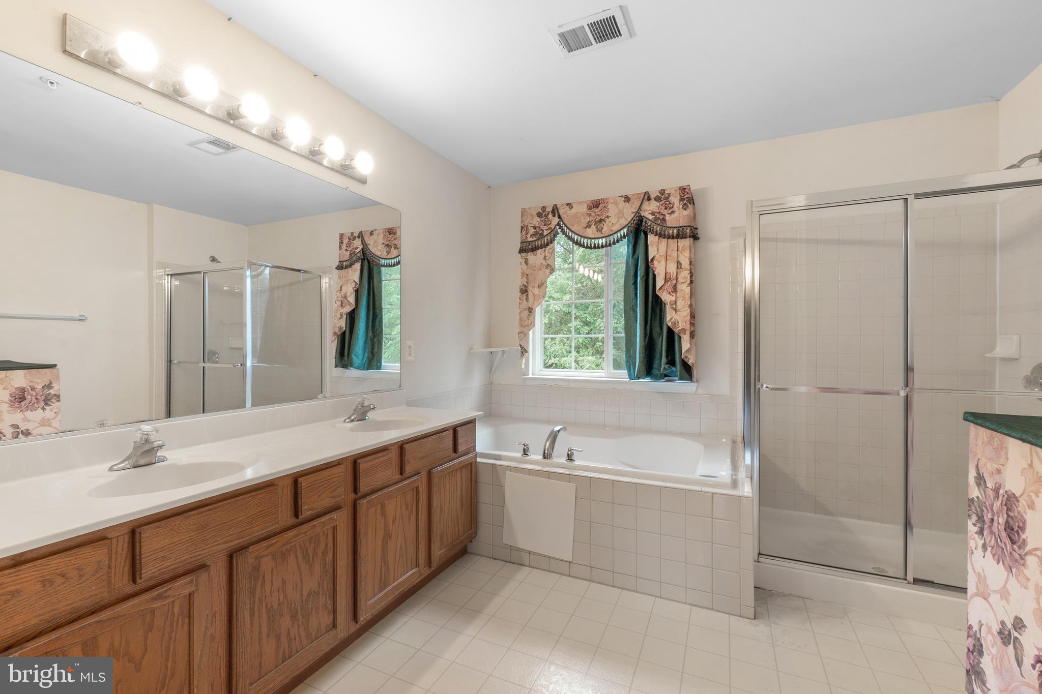 10107 Mike Road Fort Washington, MD 20744 - Photo 19 of 35 a bathroom with a double vanity sink mirror double and bathtub