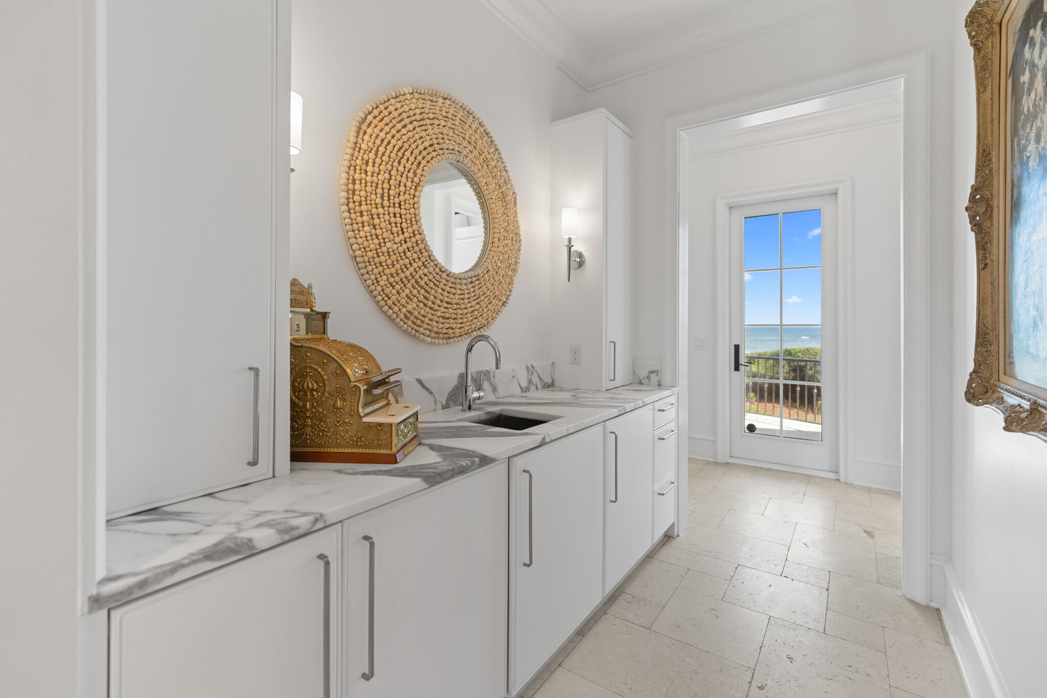 24 Escape Dr Inlet Beach Inlet Beach, FL 32461 - Photo 11 of 69 a bathroom with a granite countertop sink and a mirror