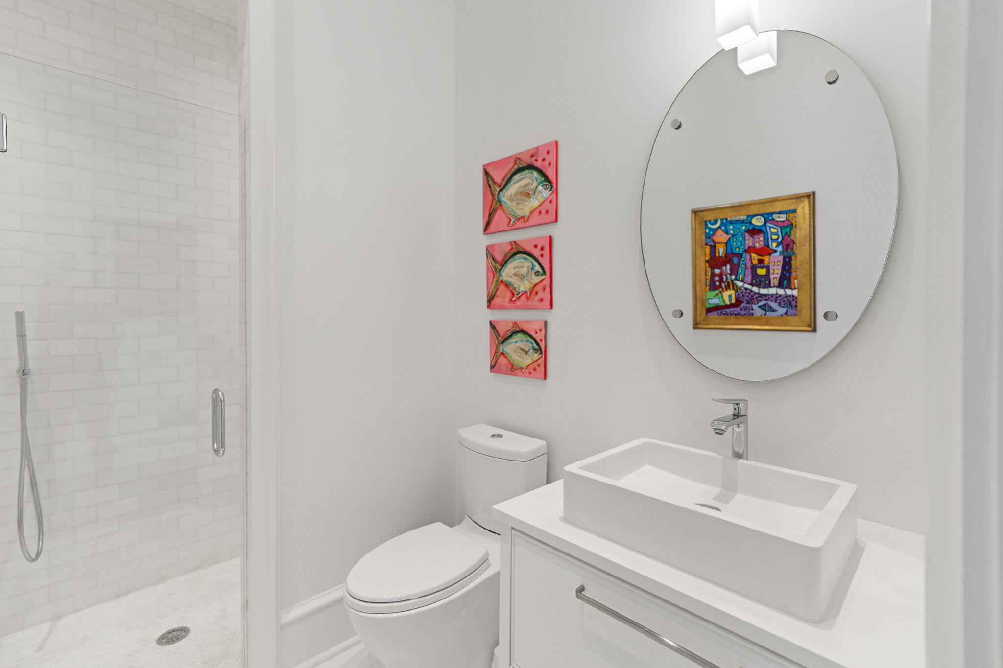 24 Escape Dr Inlet Beach Inlet Beach, FL 32461 - Photo 33 of 69 a bathroom with a sink a toilet and a mirror