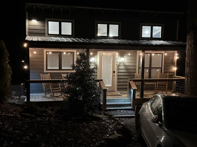 a view of a street with trees