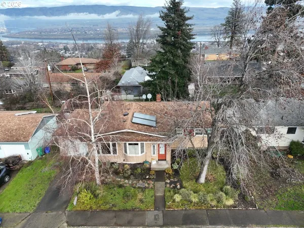 an aerial view of a house