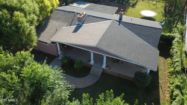 an aerial view of a house