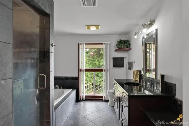 a view of yard with swimming pool and outdoor seating