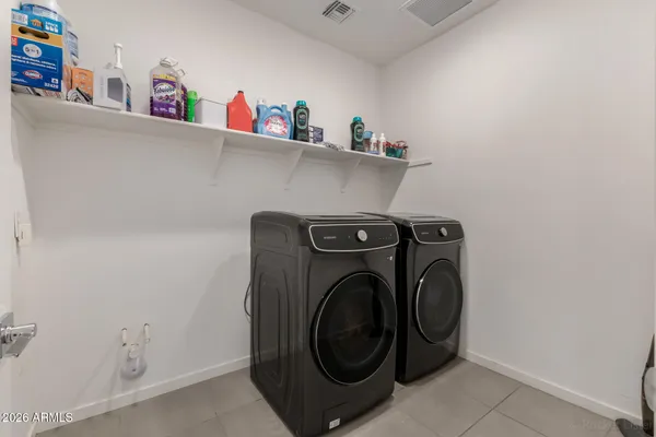 a view of a garage with storage