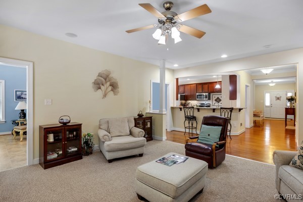 601 Carldan Road Richmond, VA 23227 - Photo 6 of 43 Living area with light colored carpet, a ceiling f