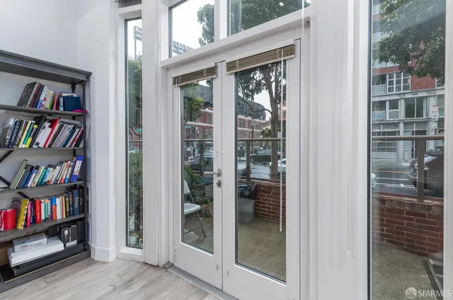 a view of a entryway with shelves